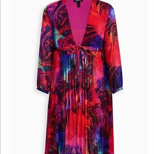 Torrid 2 Multicolor Chiffon Pleated Kimono maxi